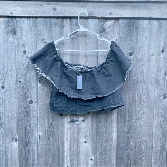American Eagle Outfitters Tops - American Eagle Black Denim Off Shoulder Top XXL